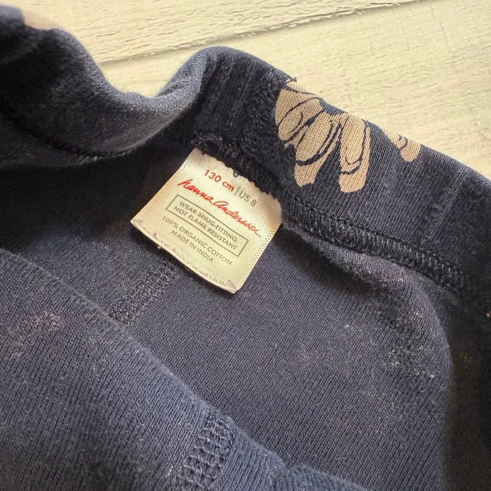 Hanna Andersson girls short John pajamas‎ navy blue flowers 130/8